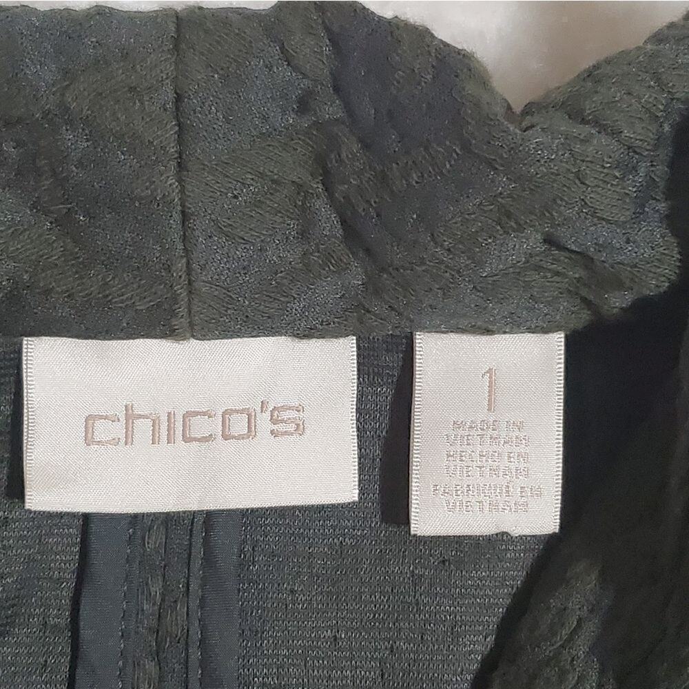 Chico's Green Folded Collar Open Front Buttonless Blazer Jacket, Chicos 1 US M/8 - Picture 2 of 7